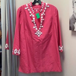Lily Pulitzer Hot Pink Long Sleeved Shirt with Beading Women’s Size 6